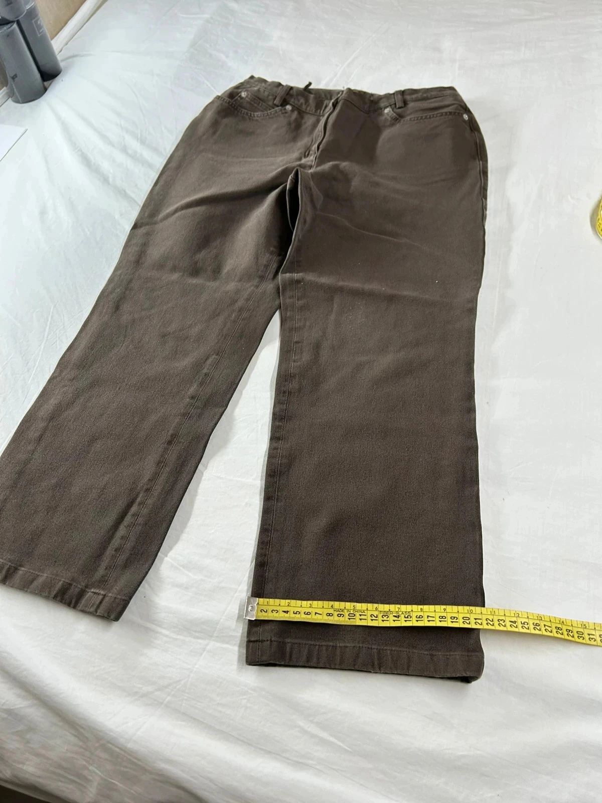 Gevlochten vintage bruine beige wijde jean met print M – photo 5